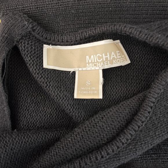 Michael Kors MK Gold Back Zipper Knit Tunic Sweater Black Size Small - Picture 4 of 7